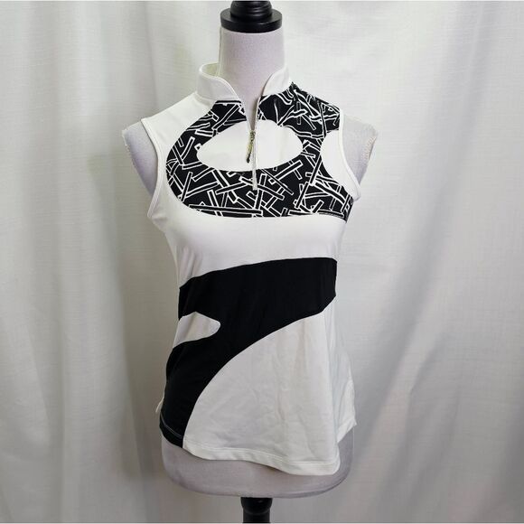 Jamie Sadock Black and White Abstract Sleeveless Athletic Top Size XS - Picture 1 of 7